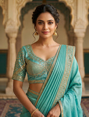 Women’s Designer Embroidered Silk Saree Blouse for Party Wear | Padded Readymade Blouse with Heavy Sequin Work | Indian Wedding Ethnic Crop Top Blouse for Saree & Lehenga