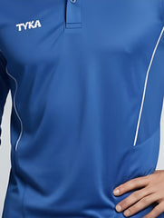 TYKA Prima Men Blue Sports Polo T-Shirt H/S Quick Dry Activewear with Contrast Piping