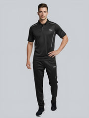 TYKA Prima Men Black Sports Polo T-Shirt | Quick Dry Activewear with Contrast Piping