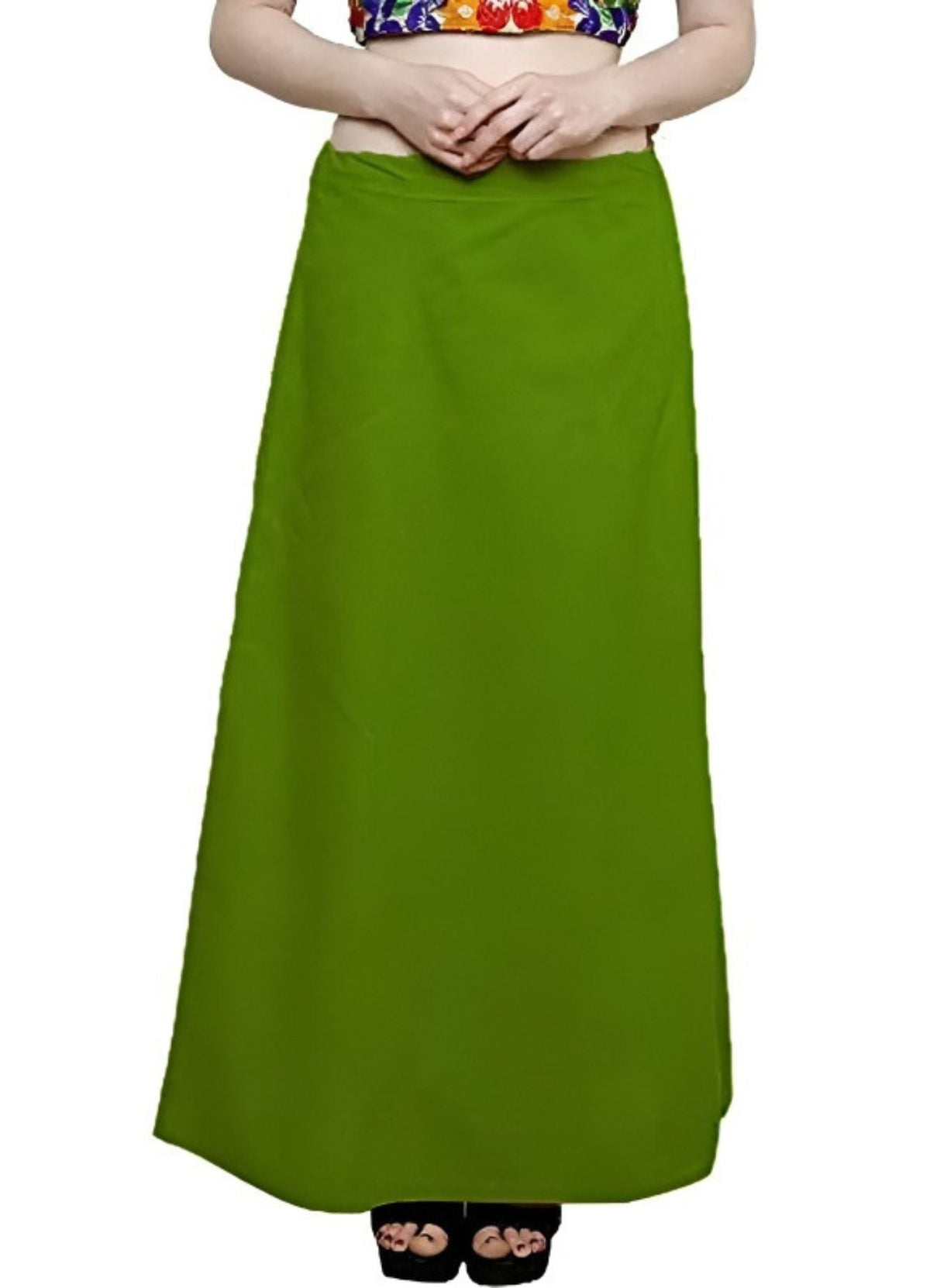 Women’s Cotton Petticoat |Skirt| Soft Breathable Underskirt for Saree & Dress - Green Mehadi