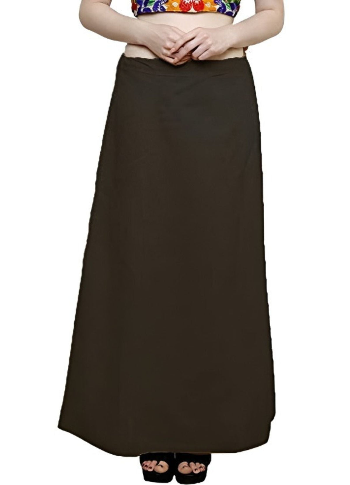 Women’s Cotton Petticoat |Skirt| Soft Breathable Underskirt for Saree & Dress - Dark Coffee