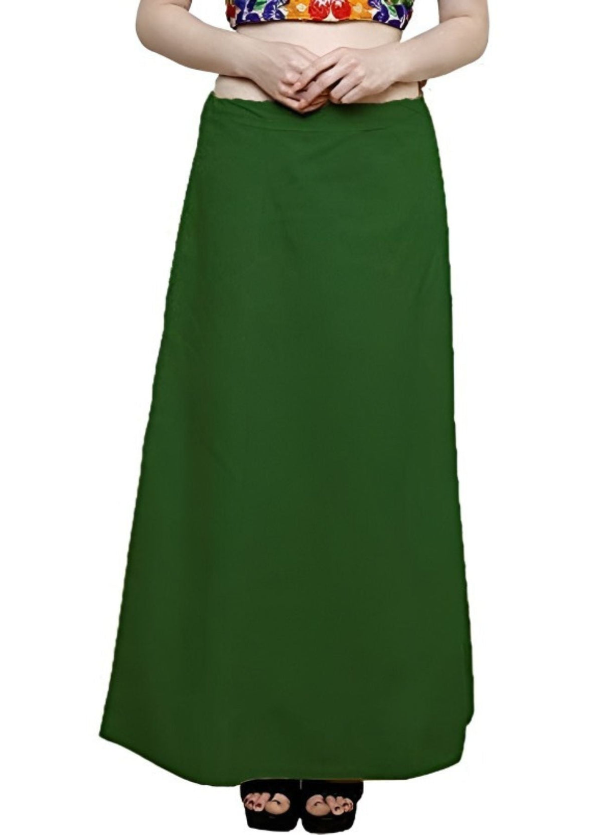 Women’s Cotton Petticoat |Skirt| Soft Breathable Underskirt for Saree & Dress - Dark Green