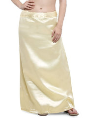 Women’s Satin Petticoat Slip Skirt –Smooth Silky Underskirt for Dresses & Sarees - gold