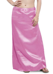 Women’s Satin Petticoat Slip Skirt –Smooth Silky Underskirt for Dresses & Sarees - Pink